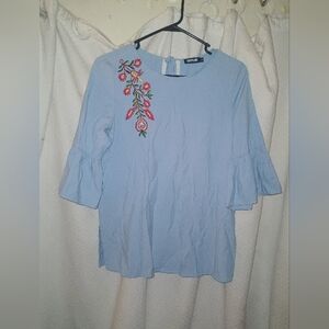 Sophyline Light Blue Bell Sleeves Blouse Size S
